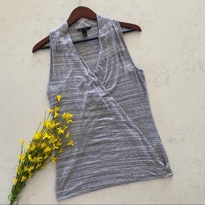 BANANA REPUBLIC Snitty Wrap Top Heather Gray, Racerback Sz M (b5)